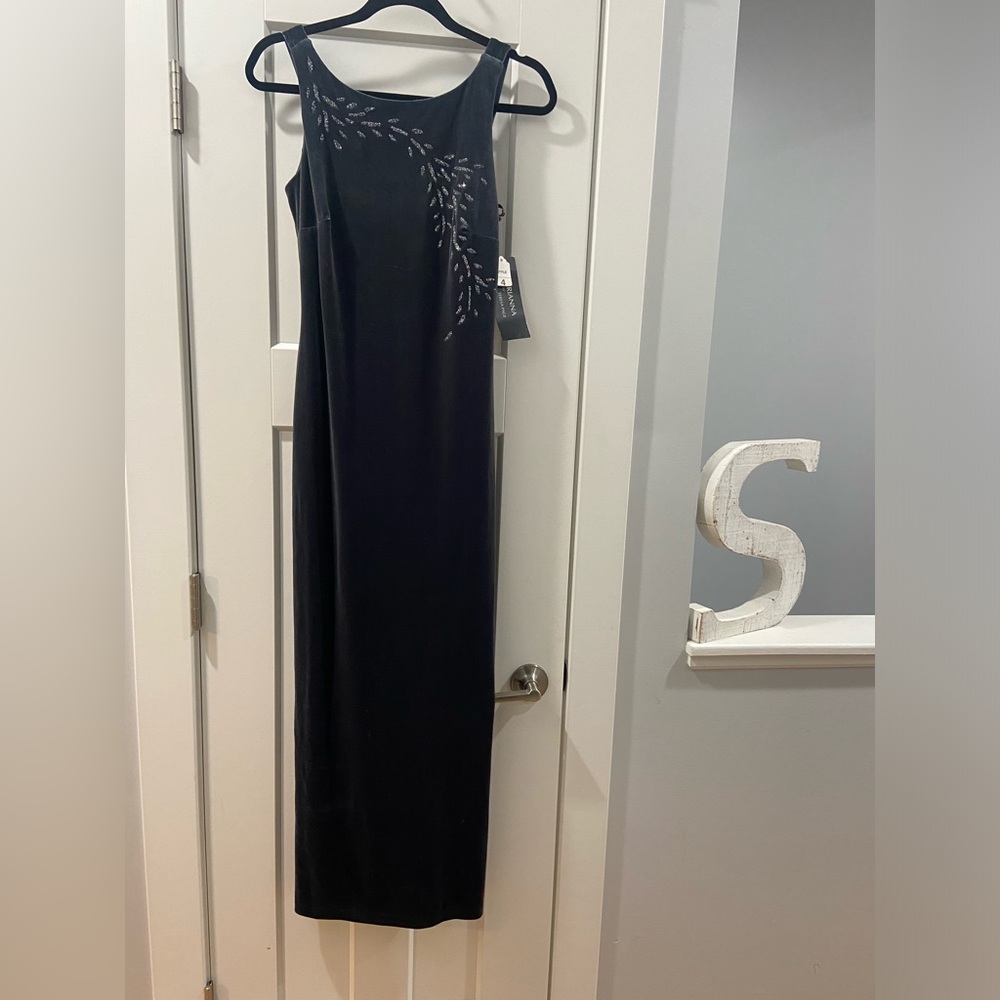 Charcoal velvet maxi evening dress arianna by teresa page 4 NWT glitter accent